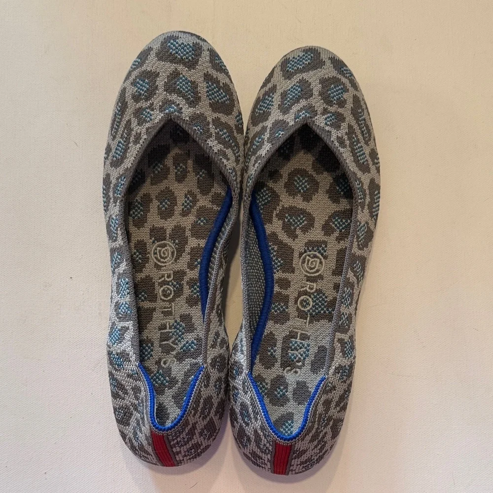 Rothy's Leopard Print Flats in Gray and Blue - Picture 3 of 4